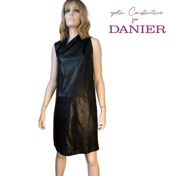 Danier Greta Constantine Dress Buttery Soft Lambskin Leather Asymmetrical NWOT - Picture 1 of 15